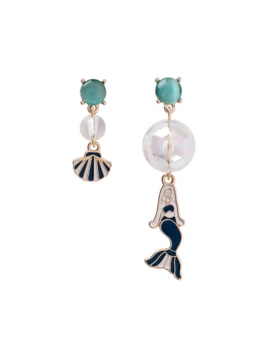 Alloy With Rose Gold Plated Cute Asymmetry Mermaid Drop Earrings