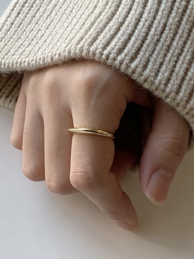 925 Sterling Silver With Gold Plated Simplistic Geometric Free Size Rings