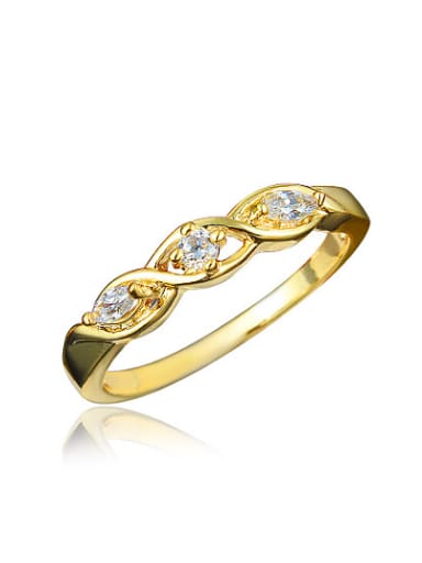 Exquisite Twisted Design 18K Gold Plated Zircon Ring
