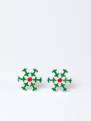 Tiny Christmas Snowflake 925 Silver Stud Earrings