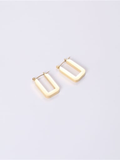 Titanium With Gold Plated Simplistic Hollow Geometric Stud Earrings