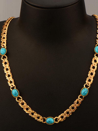 2018 18K Oval Turquoise Colorfast Necklace