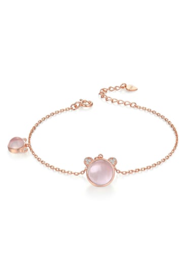 Beautiful and Simple Style Women Bracelet with Pink Crystal
