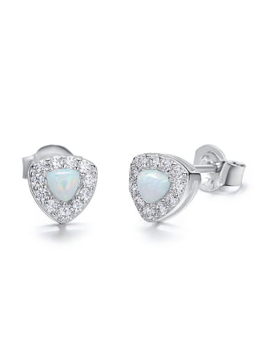 Tiny Opal stone Cubic Zirconias 925 Silver Stud Earrings