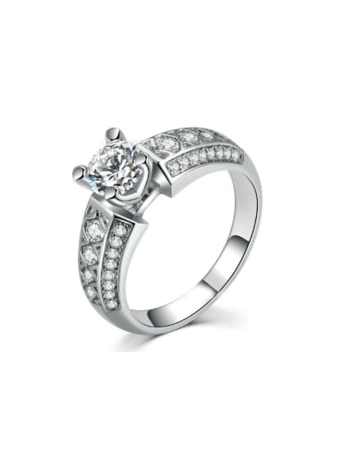Noble Elegant Engagement Ring with Shining Zircons
