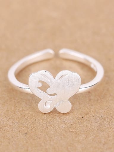 Simple Butterfly Silver Opening Ring