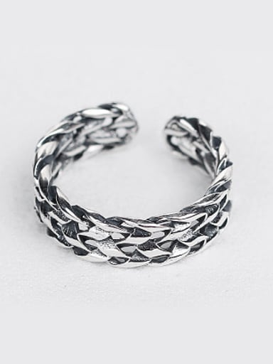 Retro Woven Silver Opening Ring