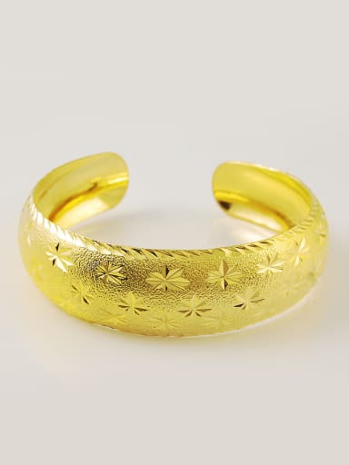 Exaggerated Open Design 24K Gold Plated Star Pattern Bangle