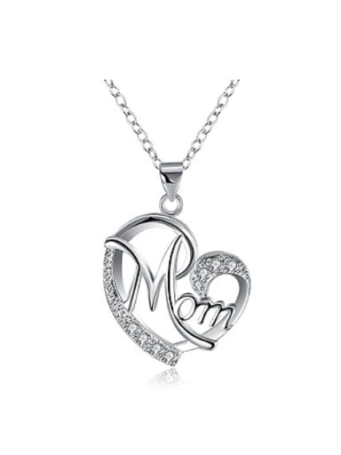 Fashion Heart-shaped Mom Rhinestones Necklace