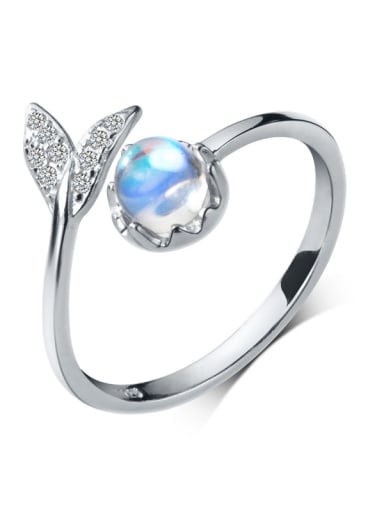925 Sterling Silver With Platinum Plated Cute Mermaid tail free size Rings