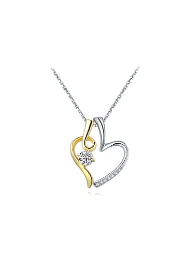 Couples Fashion Double Color Heart Shaped Crystal Necklace