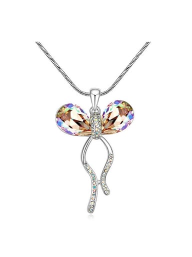 Fashion Water Drop austrian Crystals Butterfly Pendant Alloy Necklace
