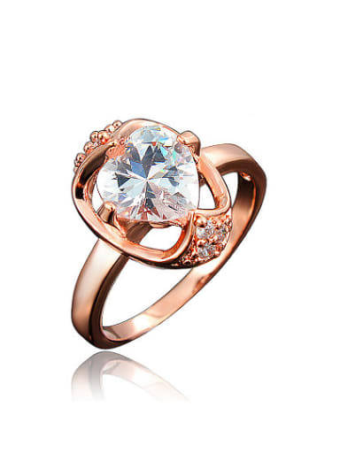 High Quality White Heart Shaped Zircon Copper Ring