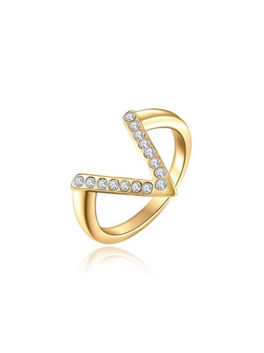 Elegant Letter V Shaped Austria Crystal Ring