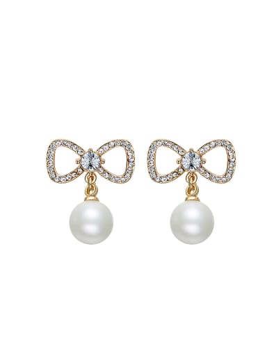 Fashion Bowknot Artificial Pearls Stud Earrings