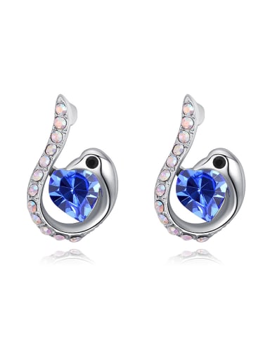 Fashion Heart austrian Crystals Swan Alloy Stud Earrings
