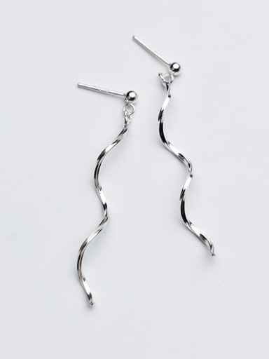 Personality Wave Shaped S925 Silver Drop Earrings