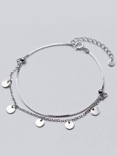 Adjustable Double Layer Round Shaped S925 Silver Bracelet