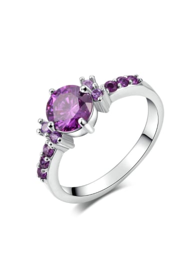 Exquisite Purple Zircons White Copper Ring