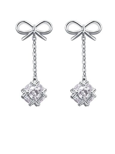 925 Sterling Silver With  Cubic Zirconia Trendy Bowknot Drop Earrings