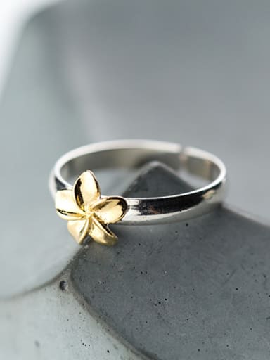 All-match Gold Plated Flower Shaped S925 Silver Ring