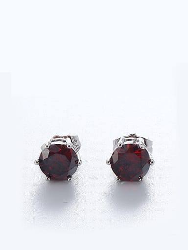 Copper Alloy White Gold Plated Simple style Zircon stud Earring