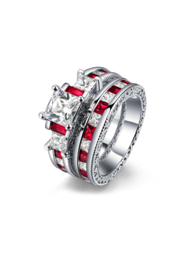 custom Luxury Ruby White Gold Plated Ring
