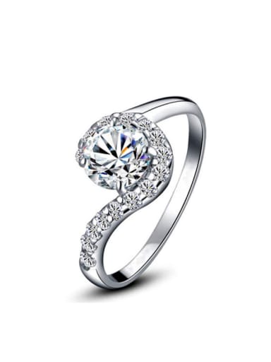 Fashionable Zircons Women White Gold Plated Ring