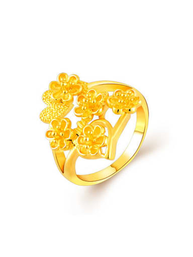 Luxury 24K Gold Plated Flower Shaped Copper Ring