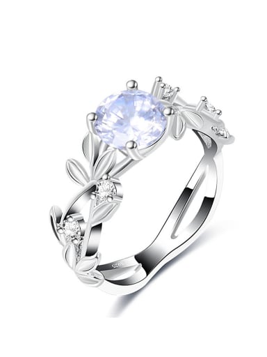 Delicate Leaf Shaped Glass Women Ring