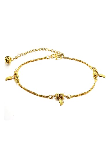 custom Simple Tiny Leaves Gold Plated Women Anklet