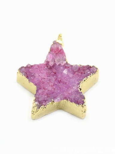 Simple Pink Natural Crystal Star Gold Plated Pendant