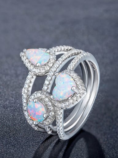 Heart Opal Stone Stacking Ring