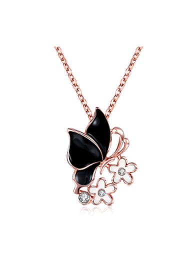 Fashion Butterfly Flowers Rhinestones Necklace