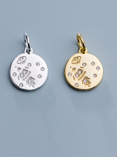 925 Sterling Silver With  Cubic Zirconia  Simplistic Round Charms
