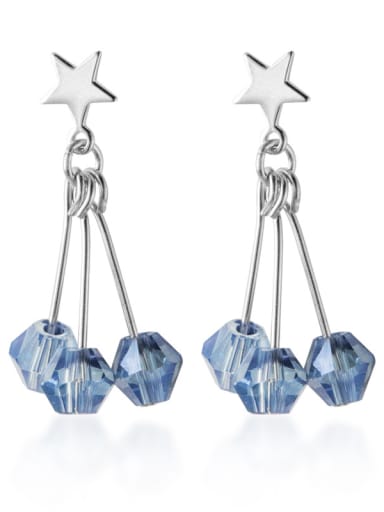 925 Sterling Silver With Glass Fashion Geometric Drop Earrings