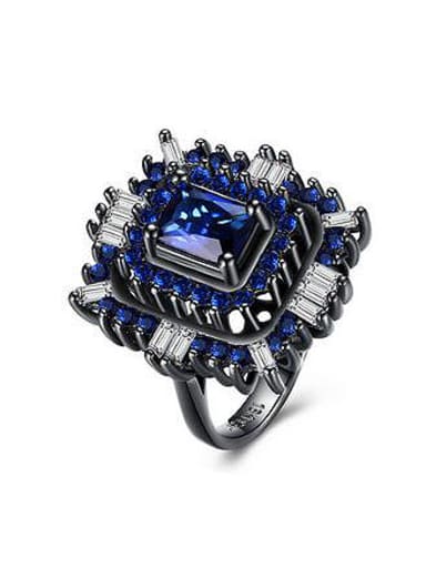 Exaggerated Zircon Gun Color Plated Ring