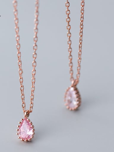 925 Sterling Silver With Rose Gold Plated Simplistic Water Drop Necklaces