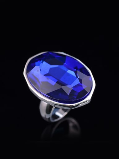 Simple Oval Cut Crystal Platinum Plated Alloy Ring
