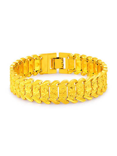 Fashionable 24K Gold Plated Geometric Shaped Copper Bracelet