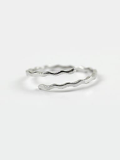 Simple Water Wave Silver Opening Ring