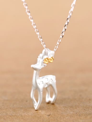 Fashion Standing Deer Silver Necklace