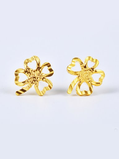 Simple Flowery Gold Plated Stud Earrings