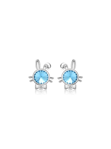 Copper Alloy White Gold Plated Creative Bunny Crystal stud Earring