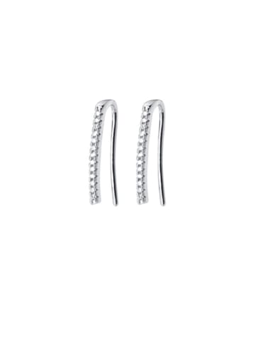 925 Sterling Silver With Cubic Zirconia  Simplistic Geometric Clip On Earrings
