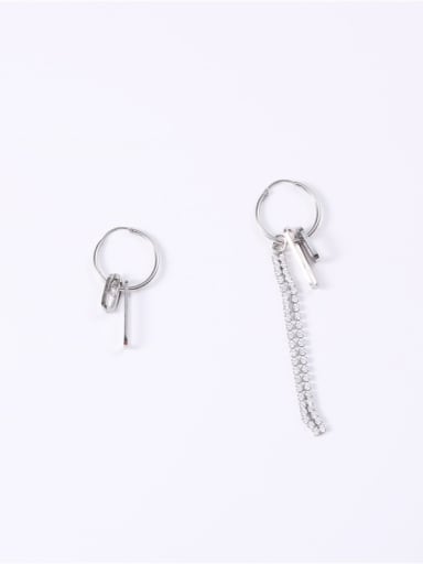 Titanium With Platinum Plated Personality Asymmetric tassel  Clip On Earrings