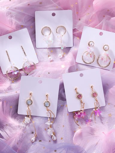 Alloy With Rose Gold Plated Trendy Flower Drop Earrings