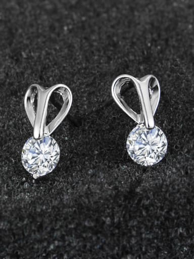 Simple Little Heart Cubic Zircon 925 Sterling Silver Stud Earrings