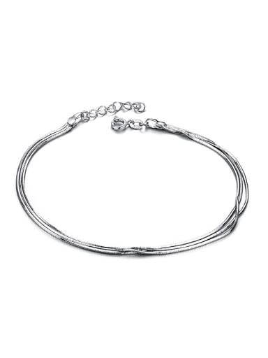 Simple None Pendant Platinum Plated Anklet
