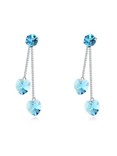 Fashion Heart Cubic austrian Crystals Alloy Drop Earrings